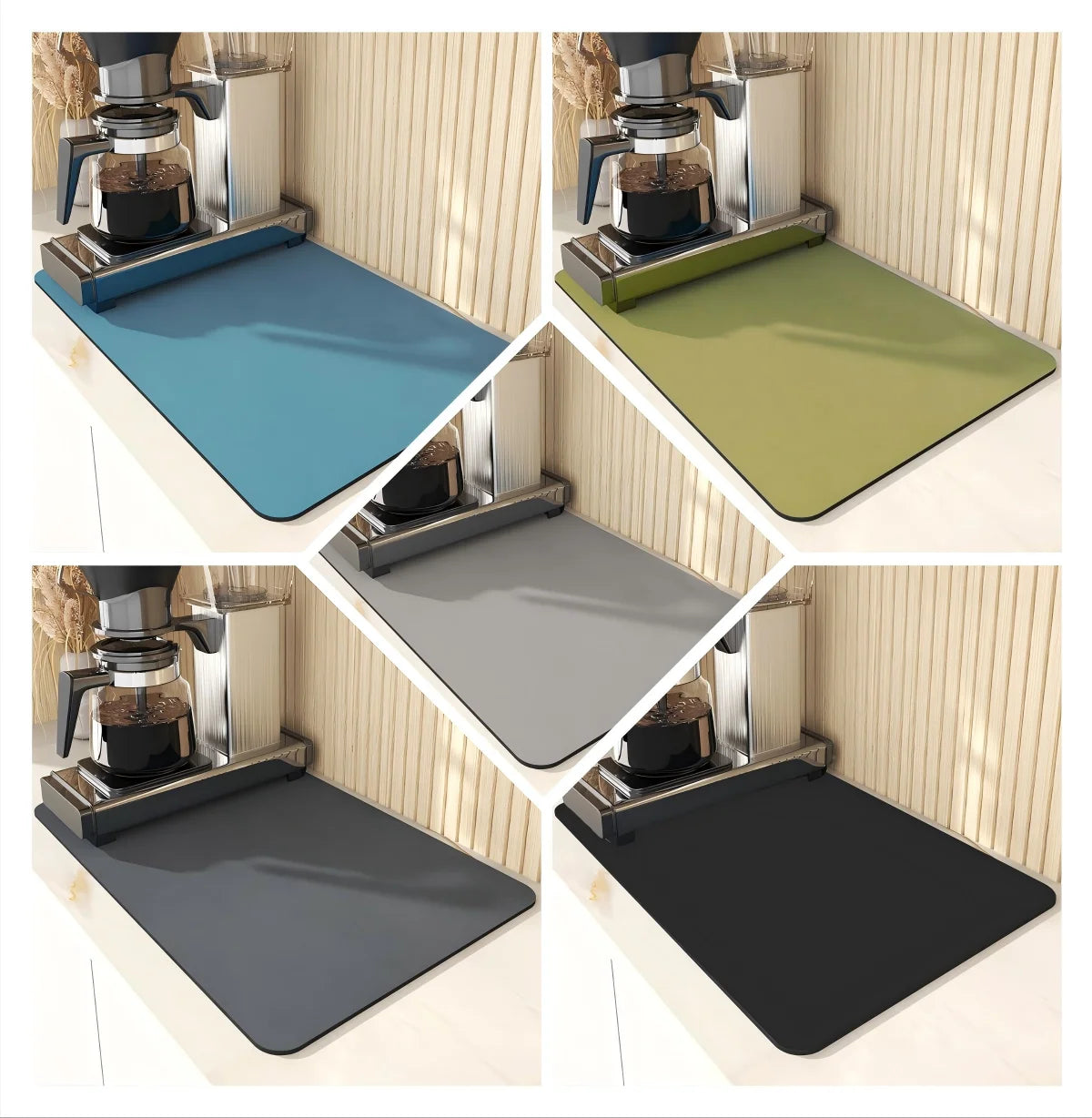 VIKAMA Simple Coffee Mat Draining Mat Kitchen Bathroom Laundry Room Diatomite Washable Non-slip Bottom Dirt-resistant Doormat